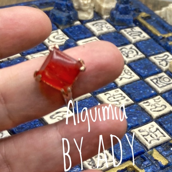 Alquimia Jewelry - Red fire agate gold gem ring